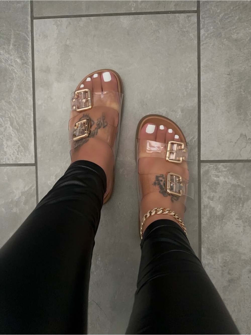 NEW! Clear Soft PVC Adjustable Double Buckle Platform Sandals | Casual Slides